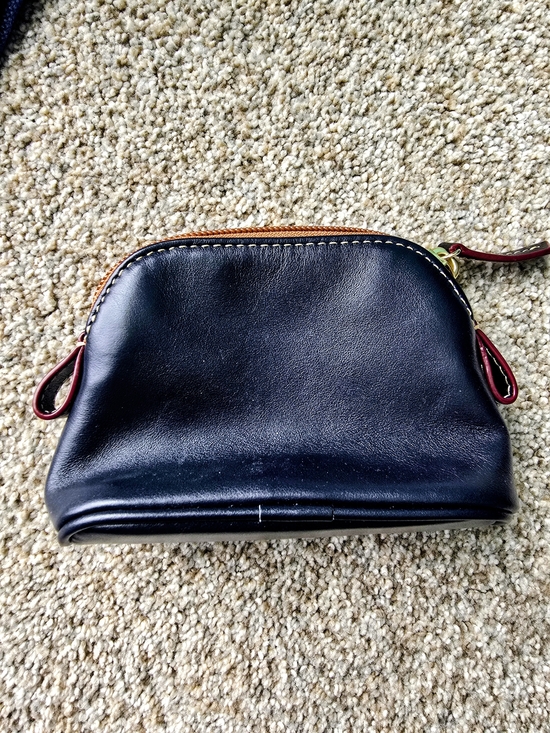 Dooney & Bourke Navy Leather Shoulder Bag And Coin Purse W/Dust Bag